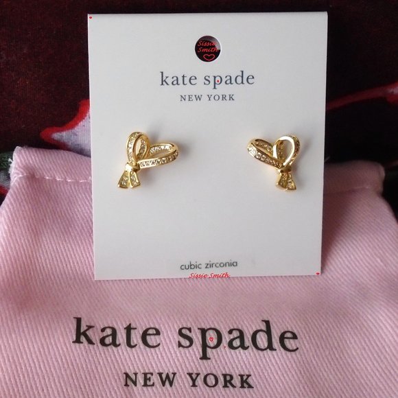♠️ Kate Spade ♠️️ "All Tied Up" Pave Bow Studs - Picture 1 of 6